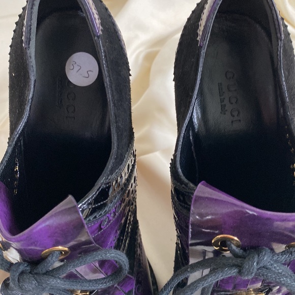 Gucci black and purple stiletto platform brogue wingtip - Picture 8 of 8